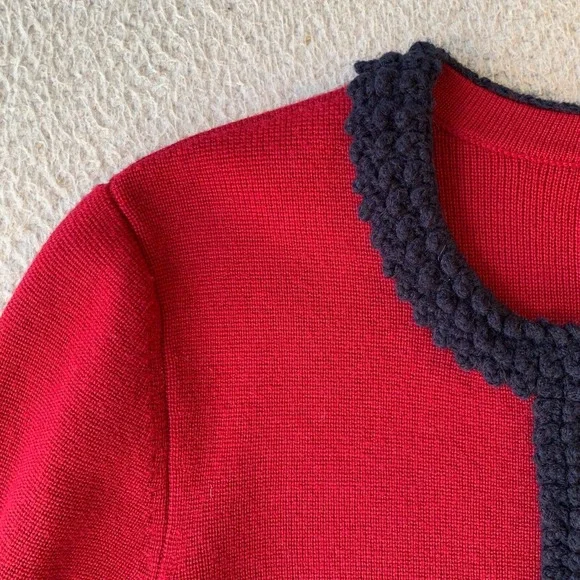 Talbots Dark Red Merino Lady Cardigan Sweater, Large - Picture 2 of 7